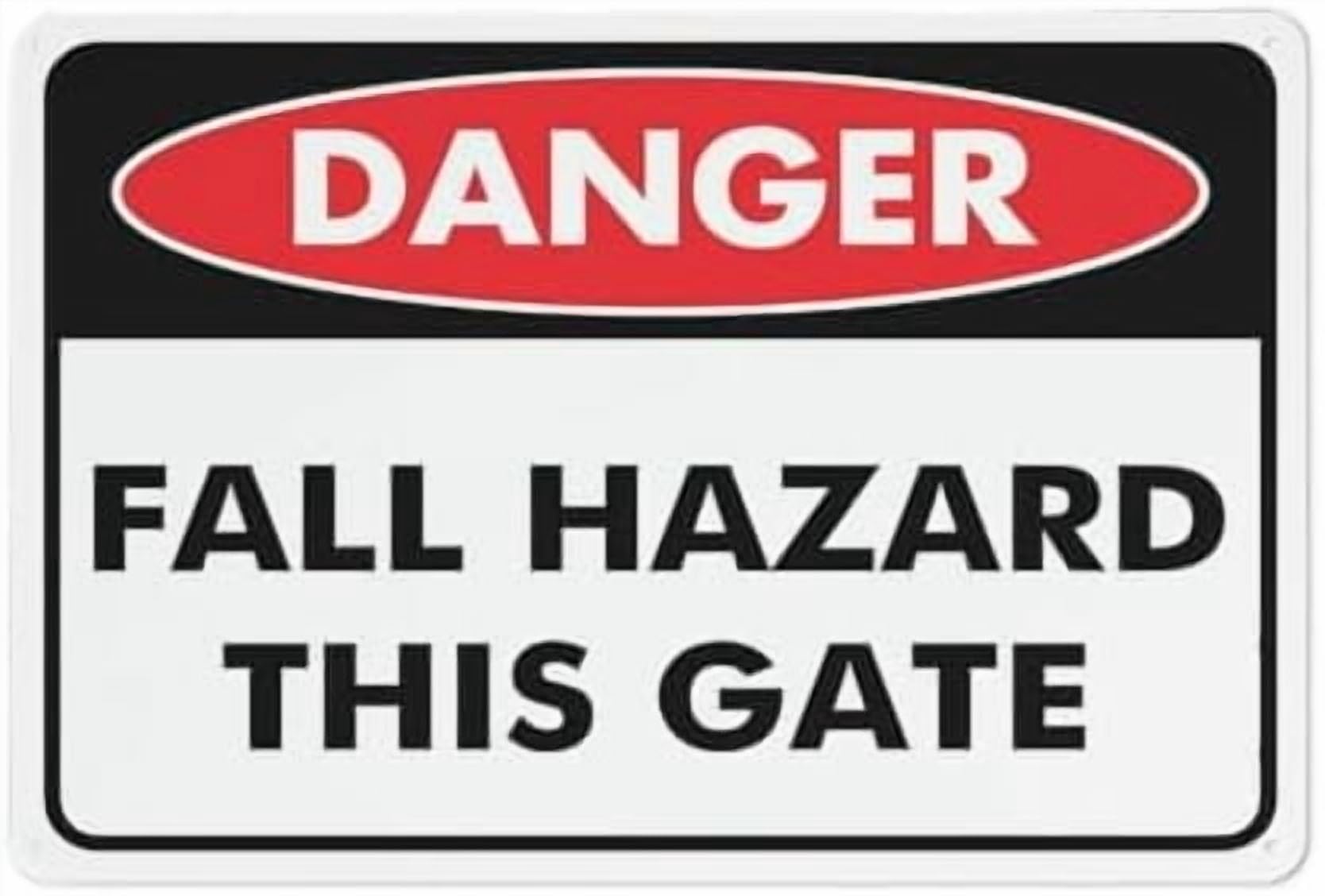 (2-Pack) Metal Tin Sign Danger Fall Hazard This Gate Sign 8 X 12 Inches Rust Free - Uv Protected,Weatherproof And Fade Resistant