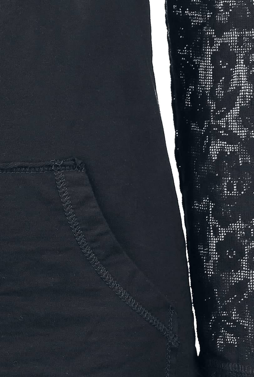Gothicana by EMP Damen schwarzer Kapuzenpullover mit Spitze