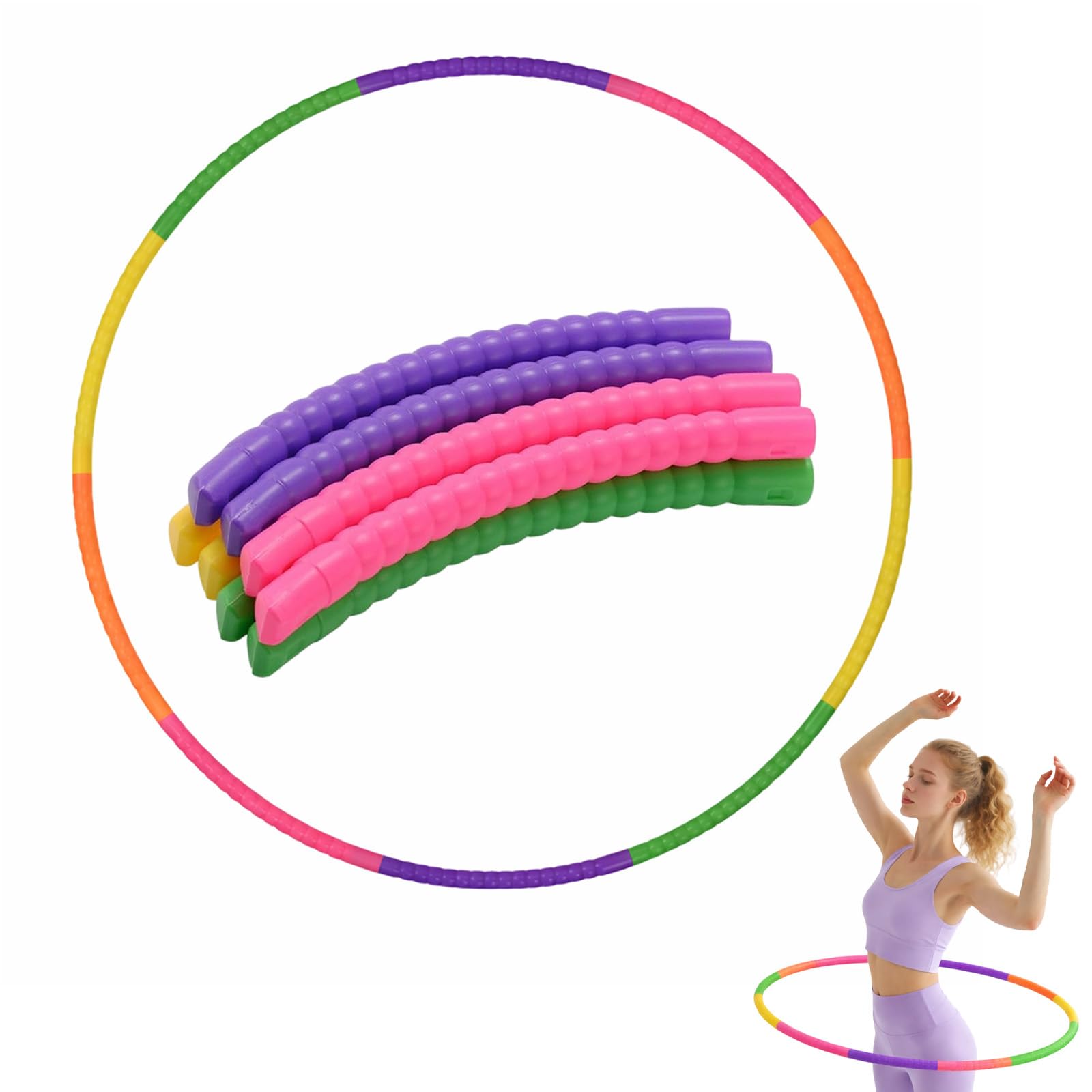 Hula Hoop smontabile 10 sezioni 72cm leggero 125g per allenamento casa bambini adulti fitness portatile palestra parco ufficio divertente resistente PP ecologico