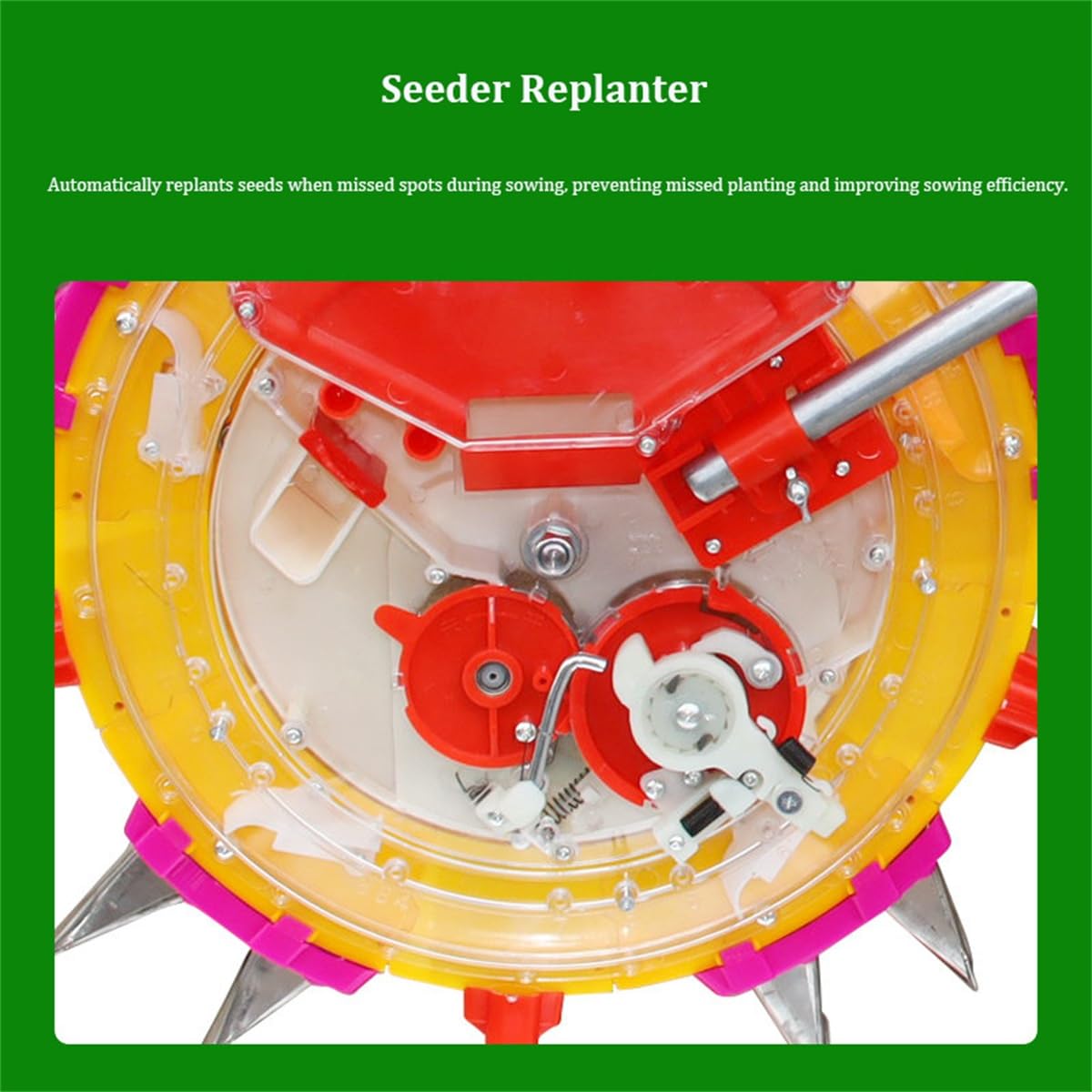 Seminatrice manuale con applicatore di fertilizzanti, seminatrice da giardino con rullo, profondità regolabile, per piantare mais, cotone, soia, arachidi(4 holes)