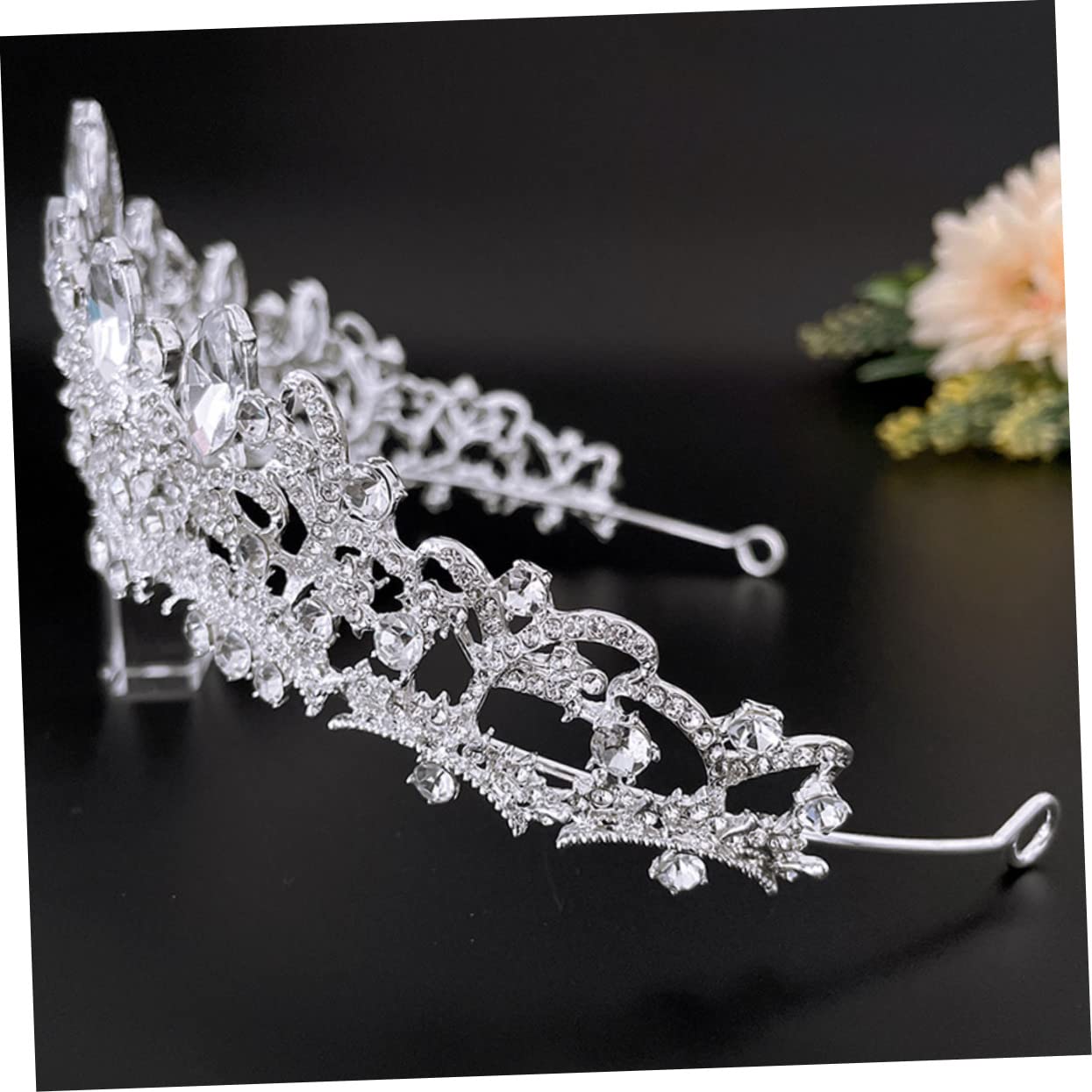 minkissy 3 Tocados De Novia Hechos A Mano Con Elementos De Diamantes De Imitación Delicados Tocados Para Mujeres Y Niñas.