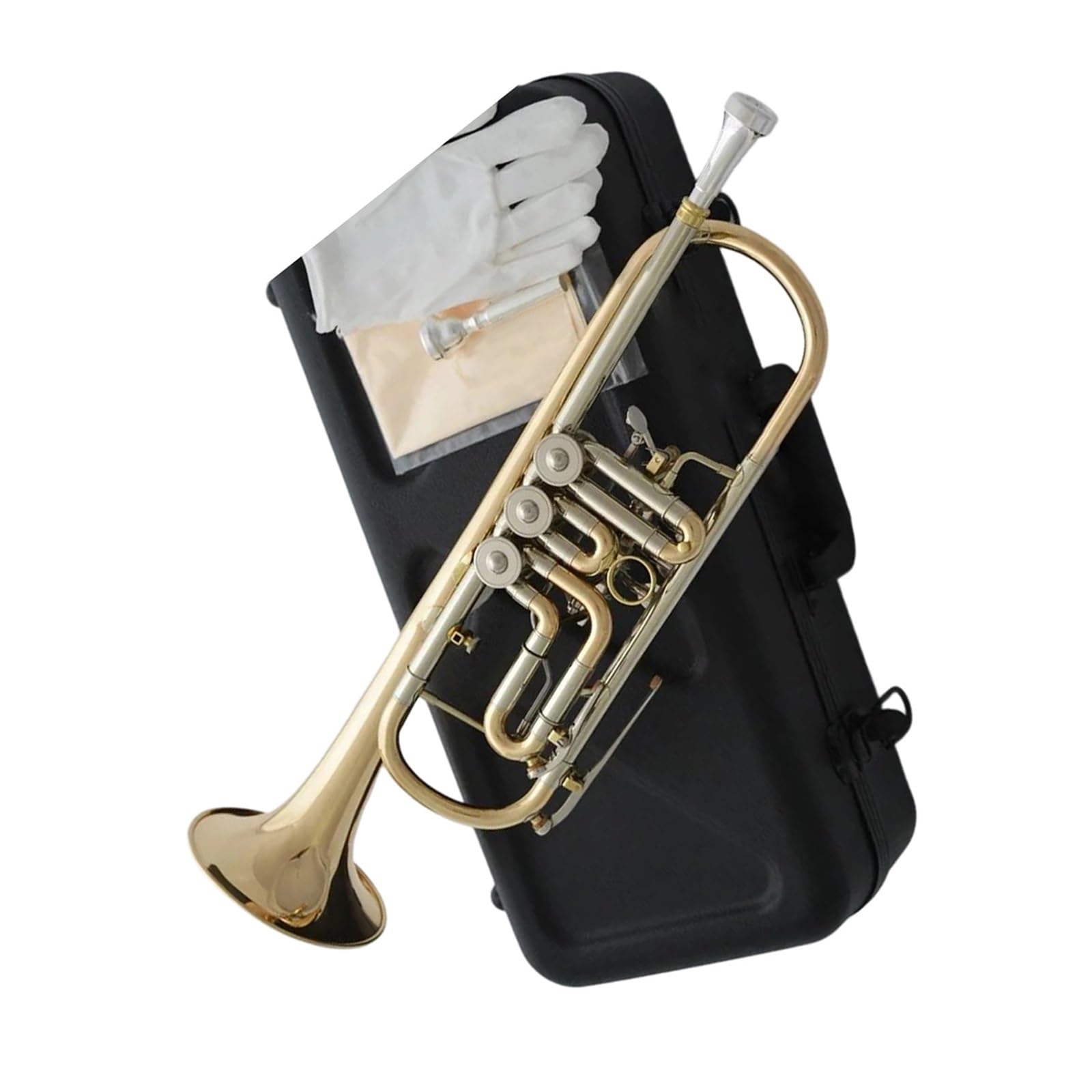 Professionelles Instrument Trompete Goldenes Messing Drehventil Trompeten Kupfernickel Stimmrohr