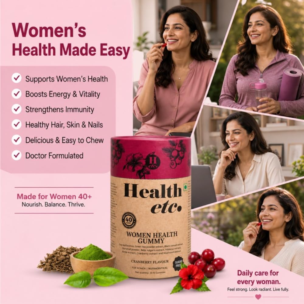 Perimenopause & Menopause Support Gummies for Women - Health etc. Hormone Balance Supplement for Hot Flashes, Night Sweats & Energy - Black Cohosh, Soy Isoflavones & Vitamin D3 - Vegan & Sugar-Free, 30 Count — Amazon image 6