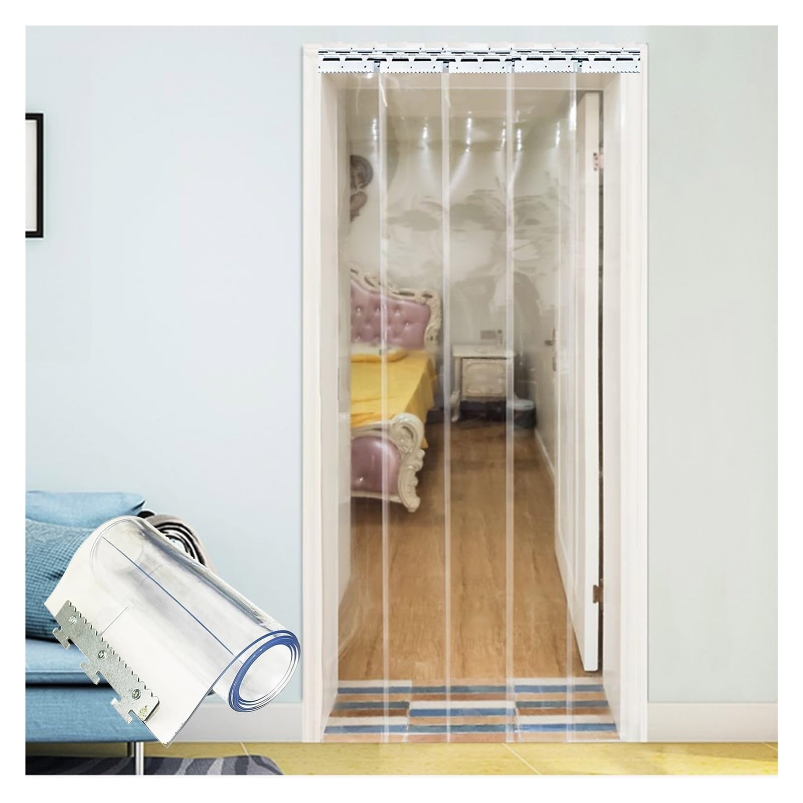 Rideau Porte 1 mm d'épaisseur, Rideau congélateur en Plastique, Rideau congélateur en PVC Transparent Standard (75x300cm/29.53x118.11in)