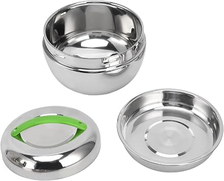 CHICIRIS Stainless Steel Insulated Lunch Box Double Wall Thermal Food Container with Compartment and Lid 1.3L 44oz Silver