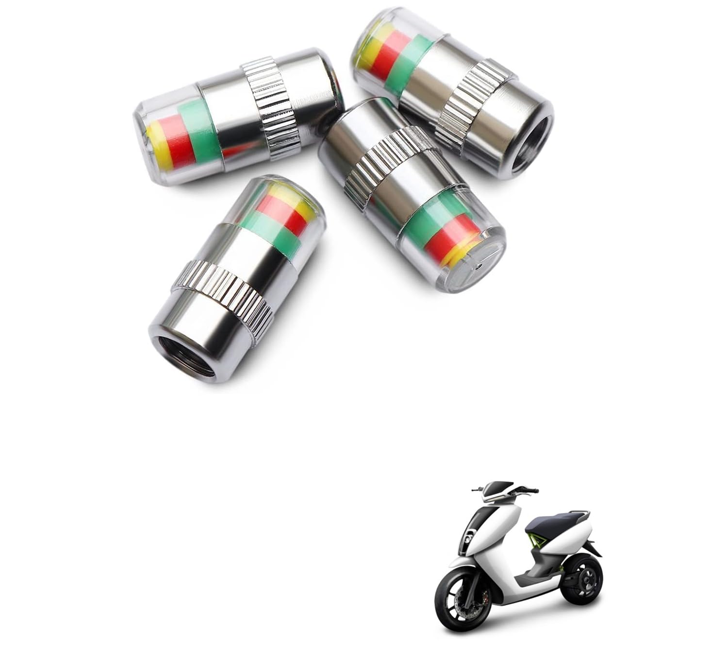 Kozdiko Bike & Scooty Tire Pressure Air Alert Metal Tyre Valve Caps Set of 4 Pcs for Ather Energy 450-image-12