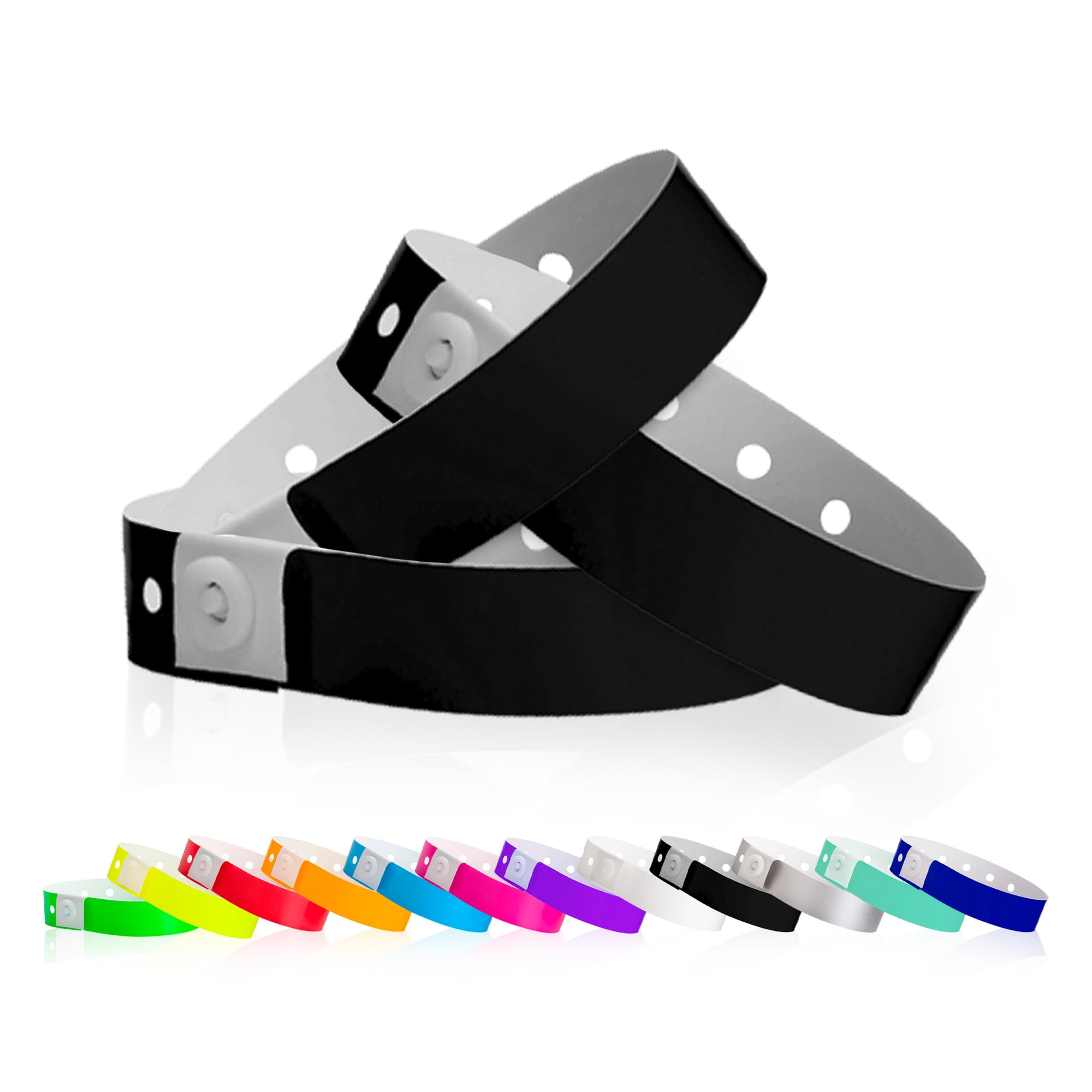 500 WristCo Premium Black Plastic Wristbands for Events