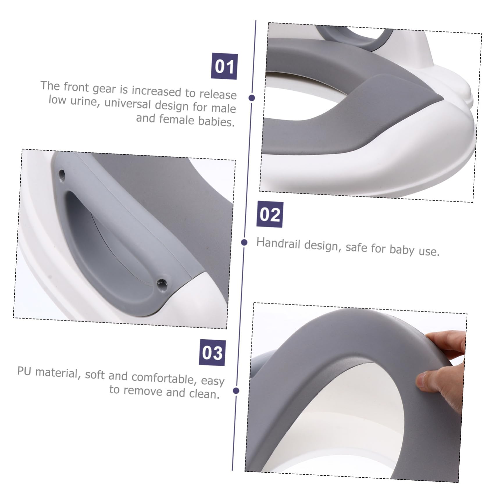 VICASKY 1pieza Asiento De Inodoro Cojín Pu y Asas Antideslizantes Elevador De Wc Para Adaptador De Entrenamiento Para Baño Instalación y
