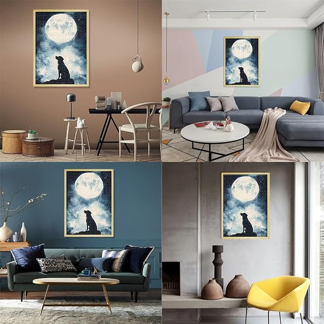Foto 6 de 6 de Rompecabezas para Adolescentes 1000 Piezas Silueta de Perro bajo la Luna Llena Juguetes de Bricolaje…