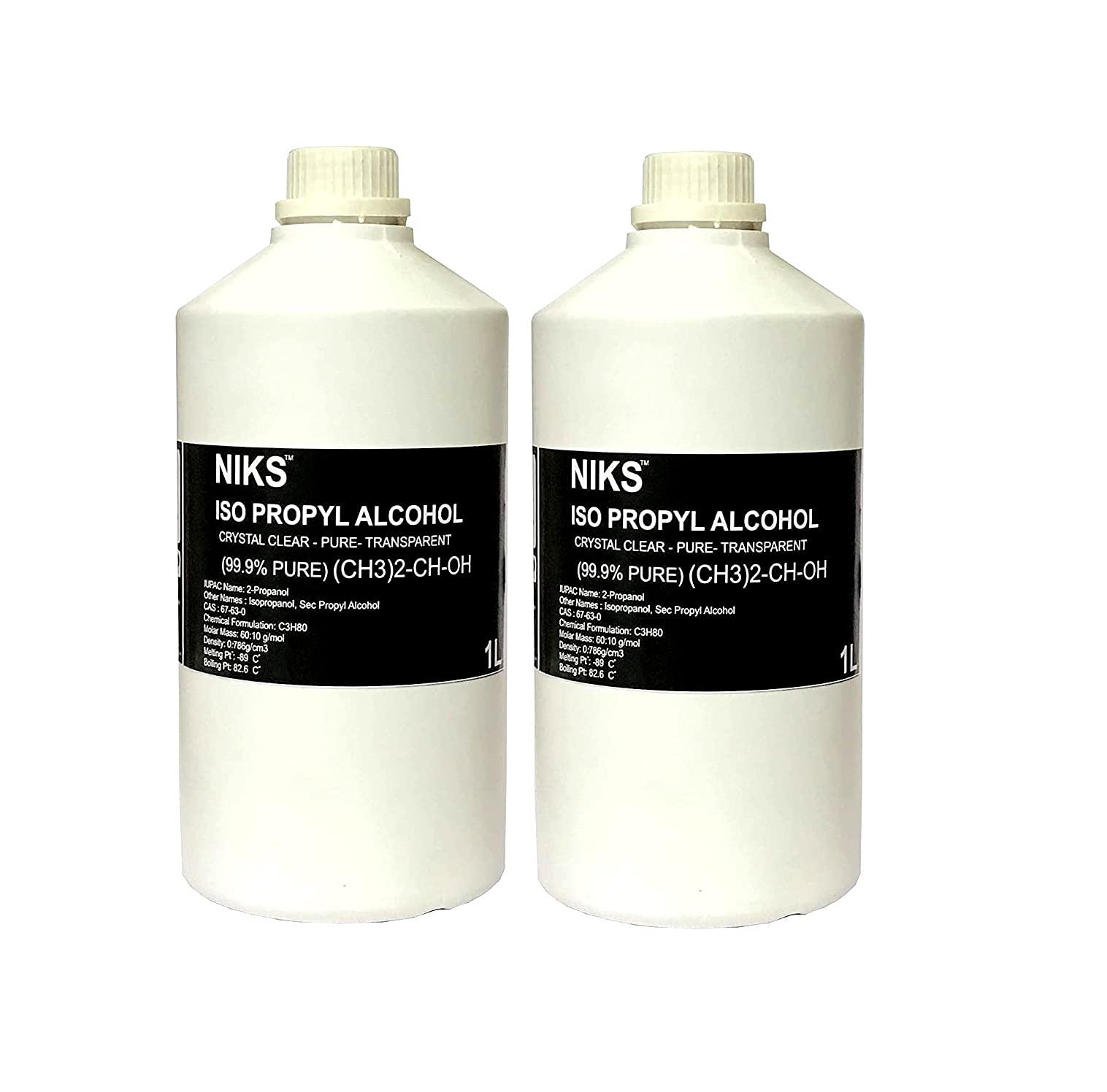 Niks® IPA Iso-Propyl Alcohol 99.9% [(CH3)2-CH-OH] CAS: 67-63-0, 1 Liter | Premium Laboratory Grade | Pure without mixing. Pack of 2 (B09FQ49FH1) Amazon Price History, Amazon Price Tracker
