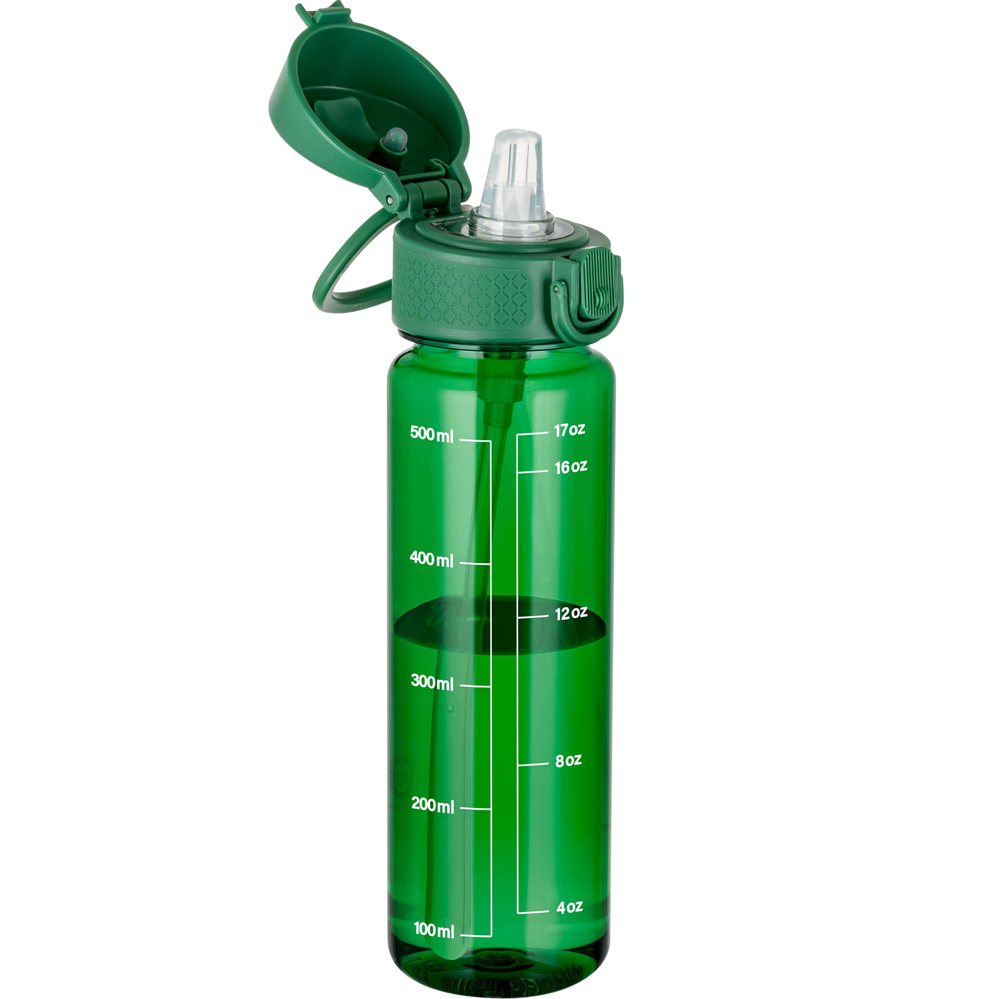GOPPUS 17oz Kids Water Bottle with Straw, Leakproof BPA-Free Tritan Sports Water Bottle with Time Marker & Easy-Grip Handle for School, Travel, Camping, Outdoor, Boys & Girls