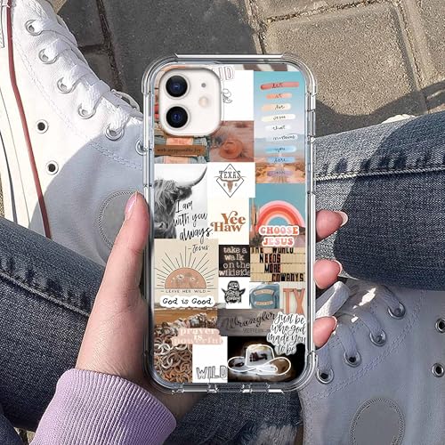 AOSSXIN Jesus and Cowboy Case for iPhone 12,Christian Quotes and Western Wild Collage,Trendy TPU Bumper Case for iPhone 12 - image 5