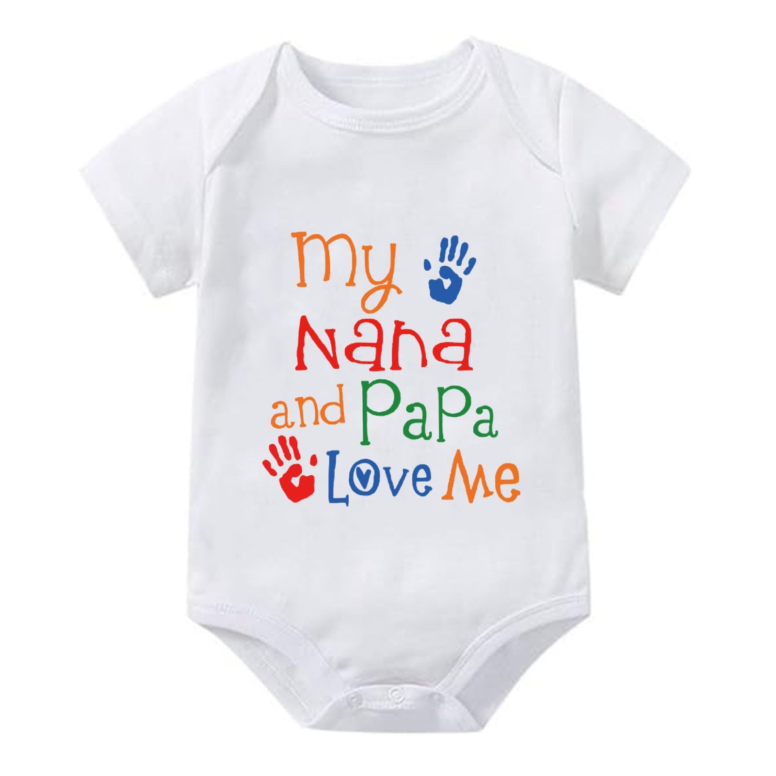 WOOYONGINGMy Nana And Papa Love Me Newborn Outfit Short Sleeve Baby Clothes Infant Romper