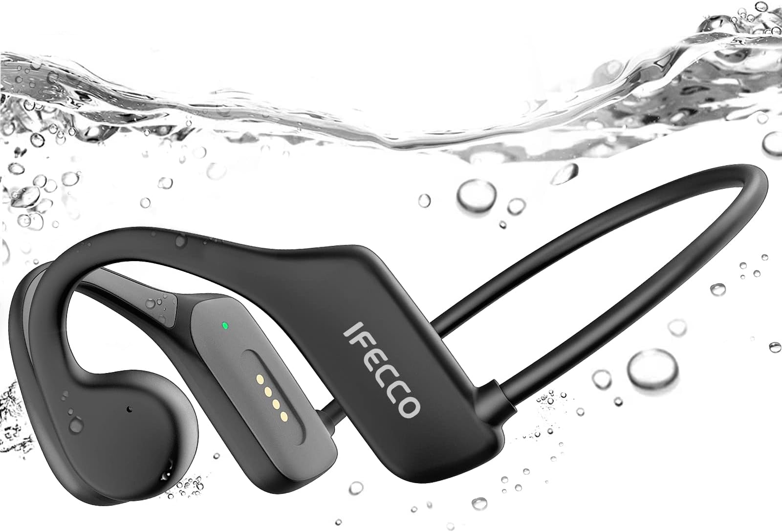 IFECCO Bone Conduction Headphones Bluetooth 5.3 - IP68 Waterproof Swimming Sport Wireless Headphones,Open Ear Headphones with Mic Built-in 32G Mp3 Player for Swim Running Cycling