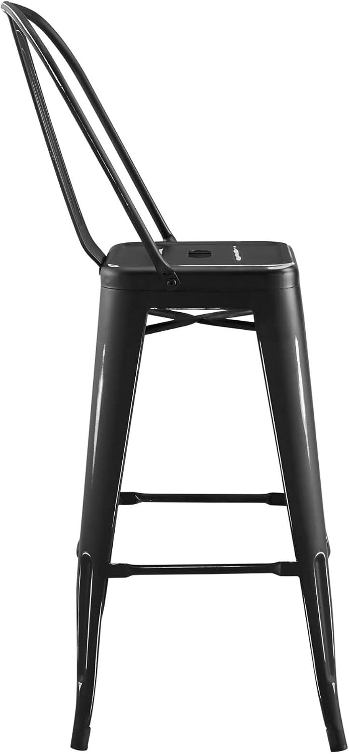 Ergode Promenade Bar Stool | Vintage Powder Coated Steel | Classic Bistro Charm | Industrial Modern Design | Mix & Match for Dynamic Eating Space