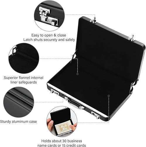 Miniatura 3 de Oudain Maleta para tarjetas de visita de aluminio, 2 unidades, con bolsillo impermeable, para hombres, organizador de identificación, maletín de