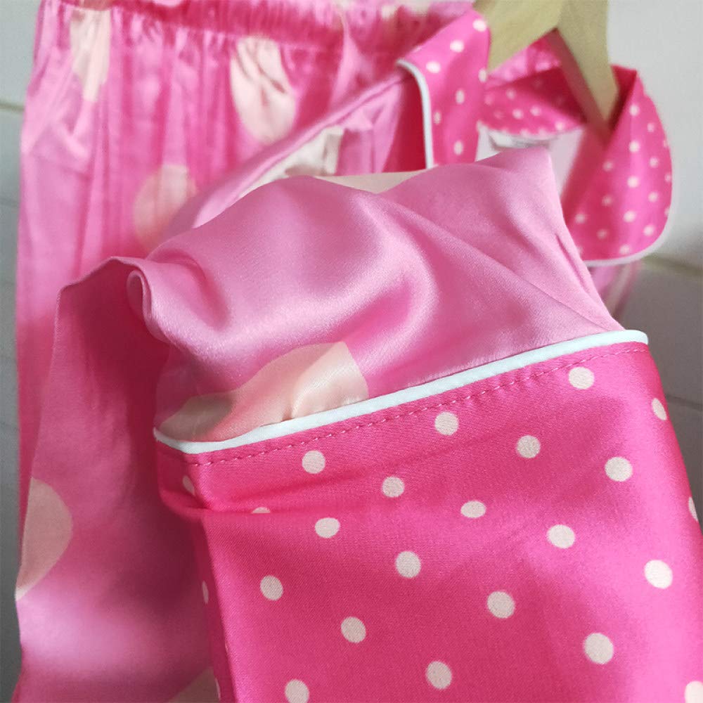 YUHOOE Pijamas De Mujer,Conjunto De Pijama De Satén De Seda Lindo Punto Rosa De Manga Larga con Botones Ropa De Dormir Pjs De Cuerpo Entero Sedoso Cómodo Y Suave Ropa De Dormir para Damas,Rosa,S