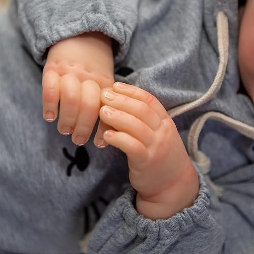 Miniatura 7 de Reborn - Muñeca de bebé Reborn de 24 pulgadas de la vida real, muñeca de silicona realista con cuerpo de tela de dientes para niños y niñas, regalos