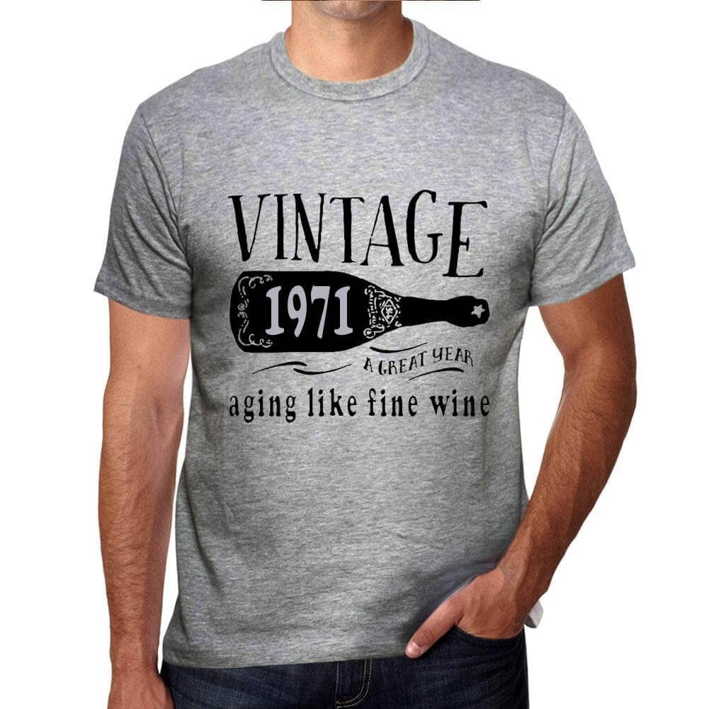 Men's Graphic T-Shirt Aging Like A Fine Wine 1971 52nd Birthday Gift 1971 Short Sleeve Vintage Tee 52 Years Novelty