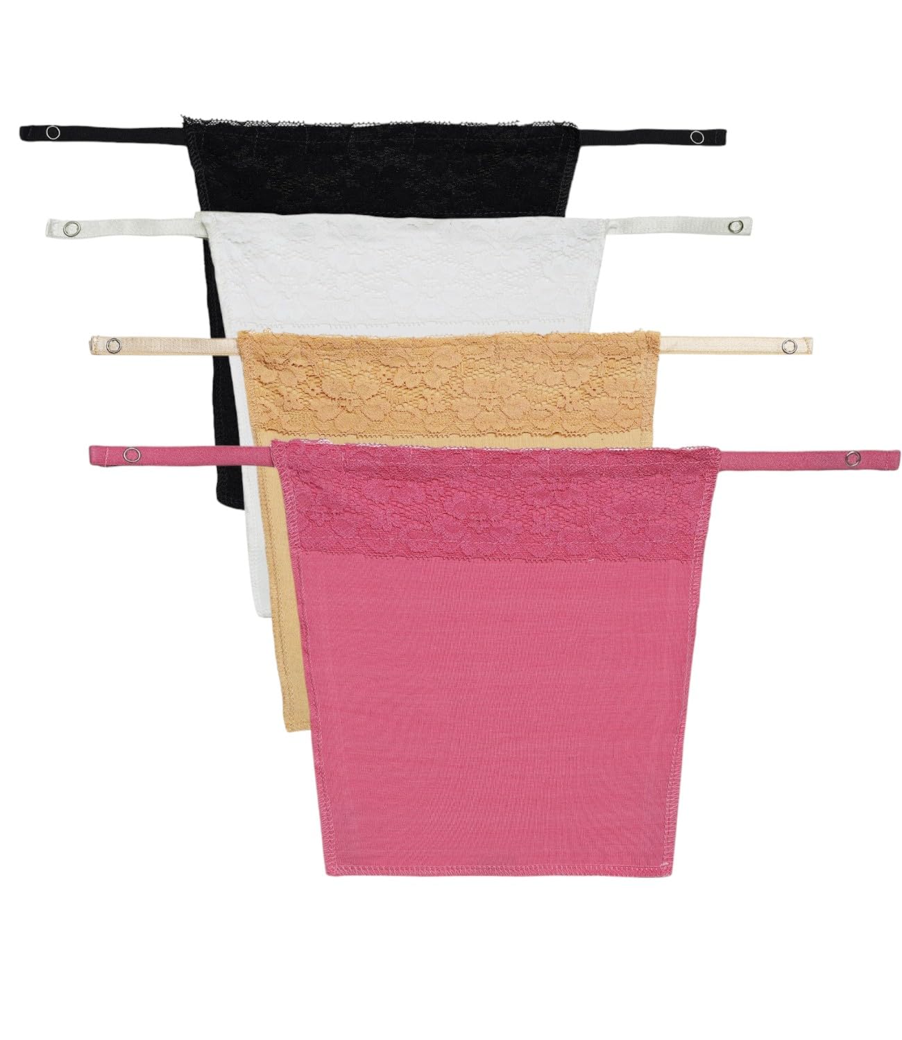 Women's Cotton Spandex Clip-On Mock Camisole with Lace Camisecret -Set of 4