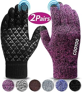 COOYOO Winter Gloves for Women and Men,Touchscreen Gloves,Knit Wool,Running Gloves,Anti-Slip Silicone Gel