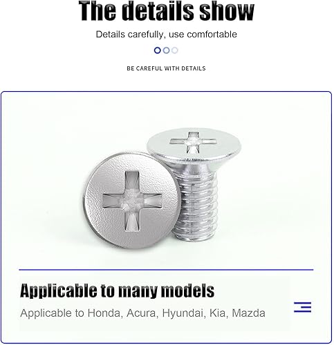 Miniatura 4 de Juego de 4 tornillos rotores de disco de frenado, tornillos de freno delantero y trasero de acero inoxidable, adecuados para modelos Honda, Hyundai