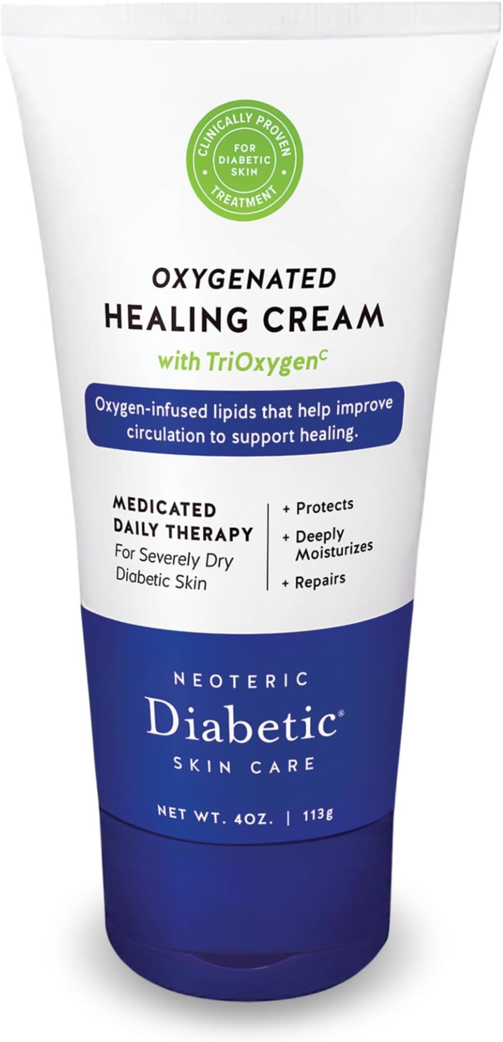 Diabetic - Advanced Healing Cream, Speeds Healing and Improves Circulation| Patented Treatment| Non-Greasy, 4-Ounce