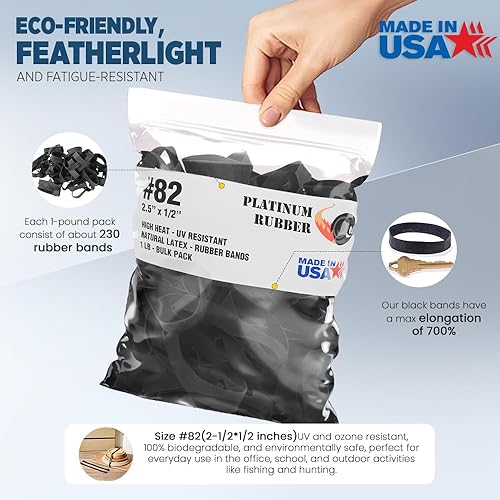 Miniatura 2 de Bandas de goma negras #82 extra anchas de alta calidad para exteriores, fabricadas en Estados Unidos, banda de crepé de goma platino resistente al