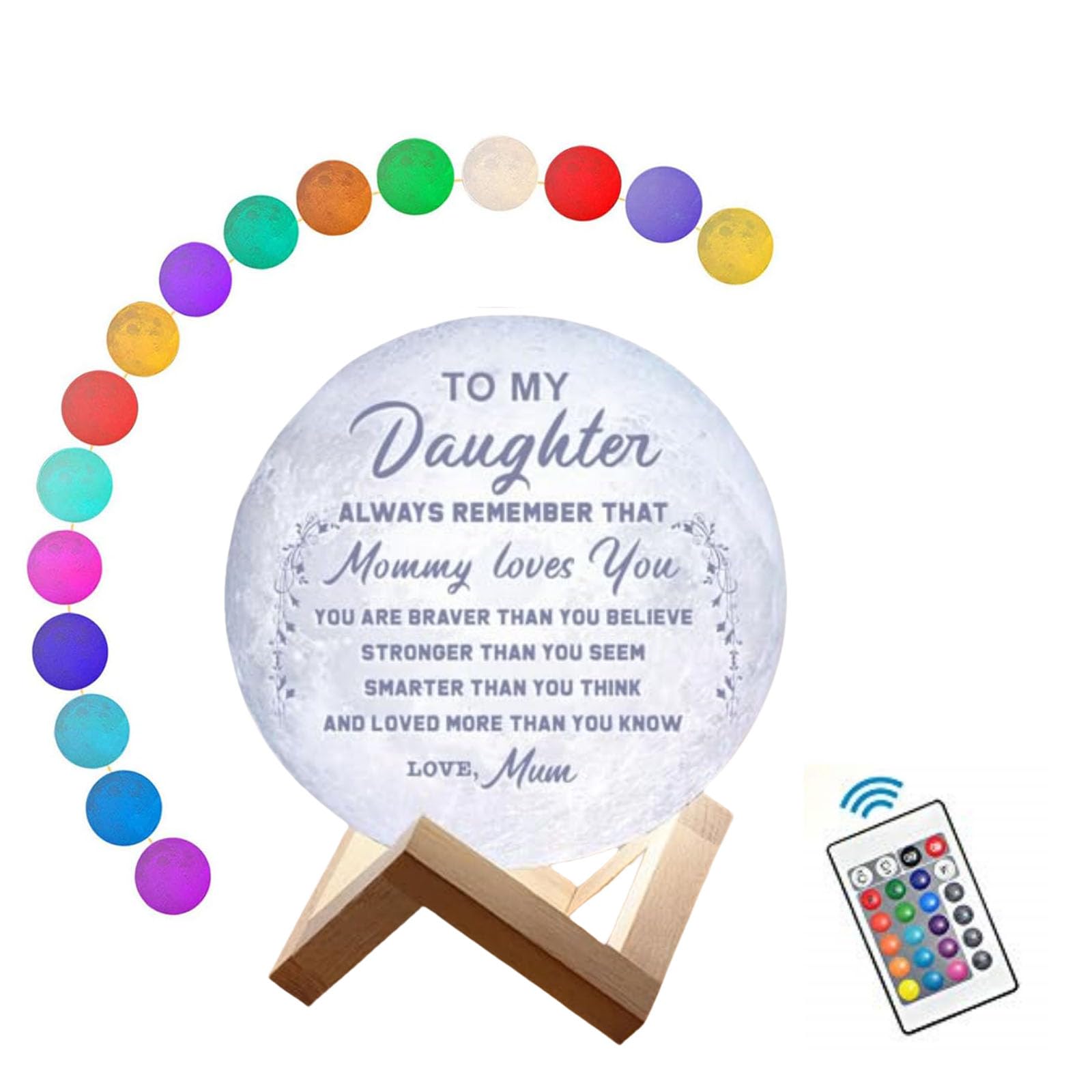 MAYROUND 3D Moon lamp Personalized, Customised Night Light with Photo Picture Text - Wooden Stand, Touch Control, USB Charging, Dimmable, Home Decorative Christmas Valentine's Day Gift — image 1