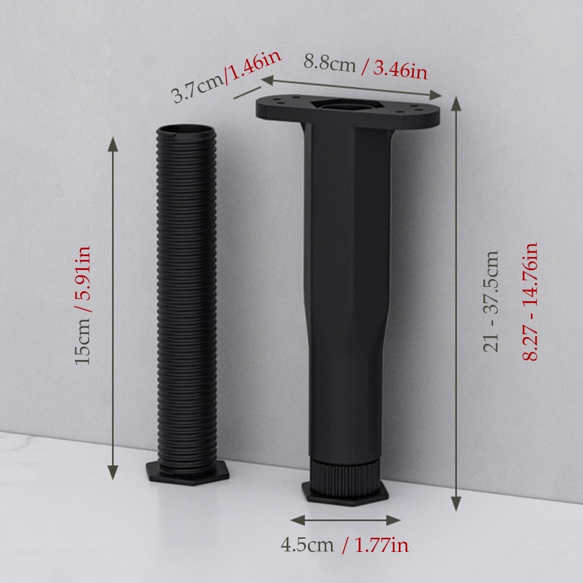 Gambe di Supporto per Letto Regolabili, Gambe per Telaio del Letto Pesanti, Piedini di Ricambio per Doghe Centrali, Piedi Rete per Mobili/Divano/Cassettiera(50-Pack,9-15in)