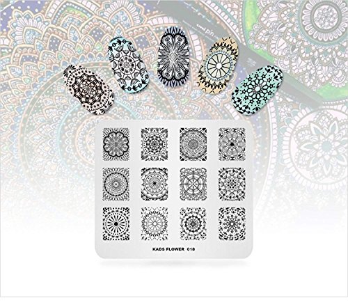 Rolabling 4 Pcs Nail Art Stamping Plate Set Spring Flower Mandala Nature Series Image Plates Nail Art Polish Stamping Template Manicure Tools (7) #TOP2