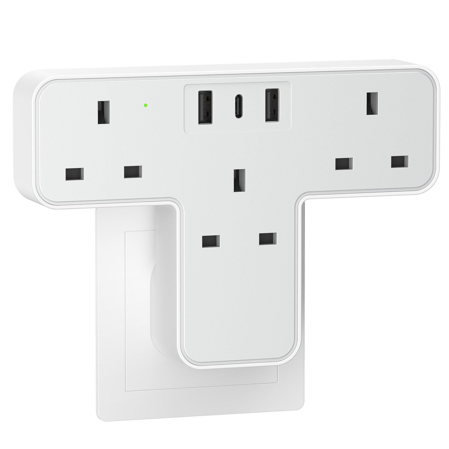 Multi Plug Adaptor with 3 USB Ports (2 USB A & 1 USB C), 3 Way Plug Adapter UK,Surge Protected Wall Plug Extender, Extension Plug Socket Turn 1 into 6 for Home Office