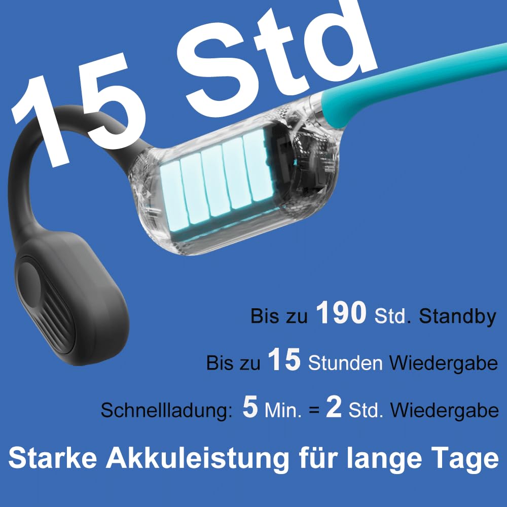 Leowin Knochenleitung Kopfhörer, TÜV geprüft bis 10 m wasserdicht, IP68 Open-Ear für Schwimmen & Sport, 32 GB MP3 Player, Bluetooth 6.0, 15 h Akku