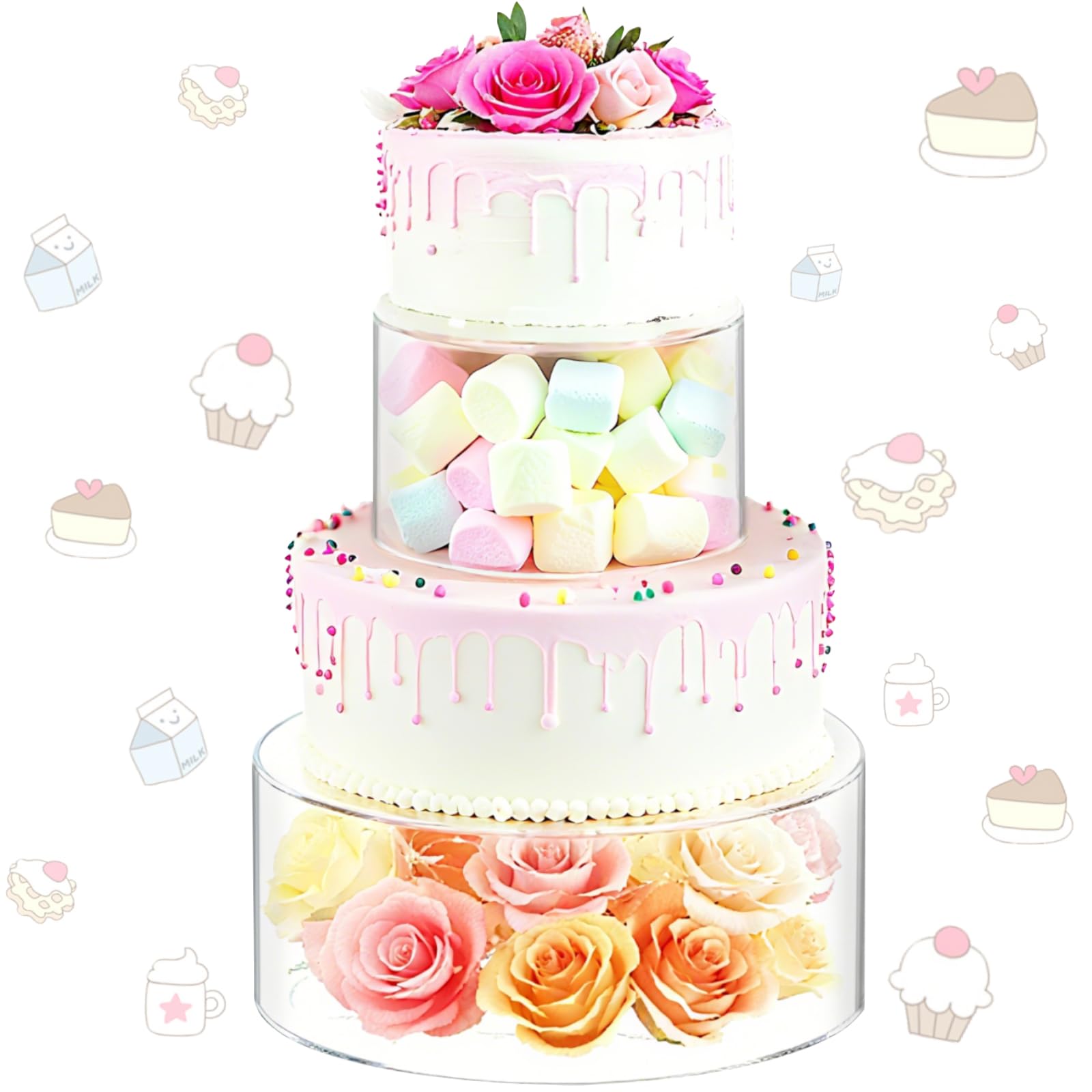 CEITIVE-S 2PCS Fillable Acrylic Cake Stand 2 Tier with Led String Lights