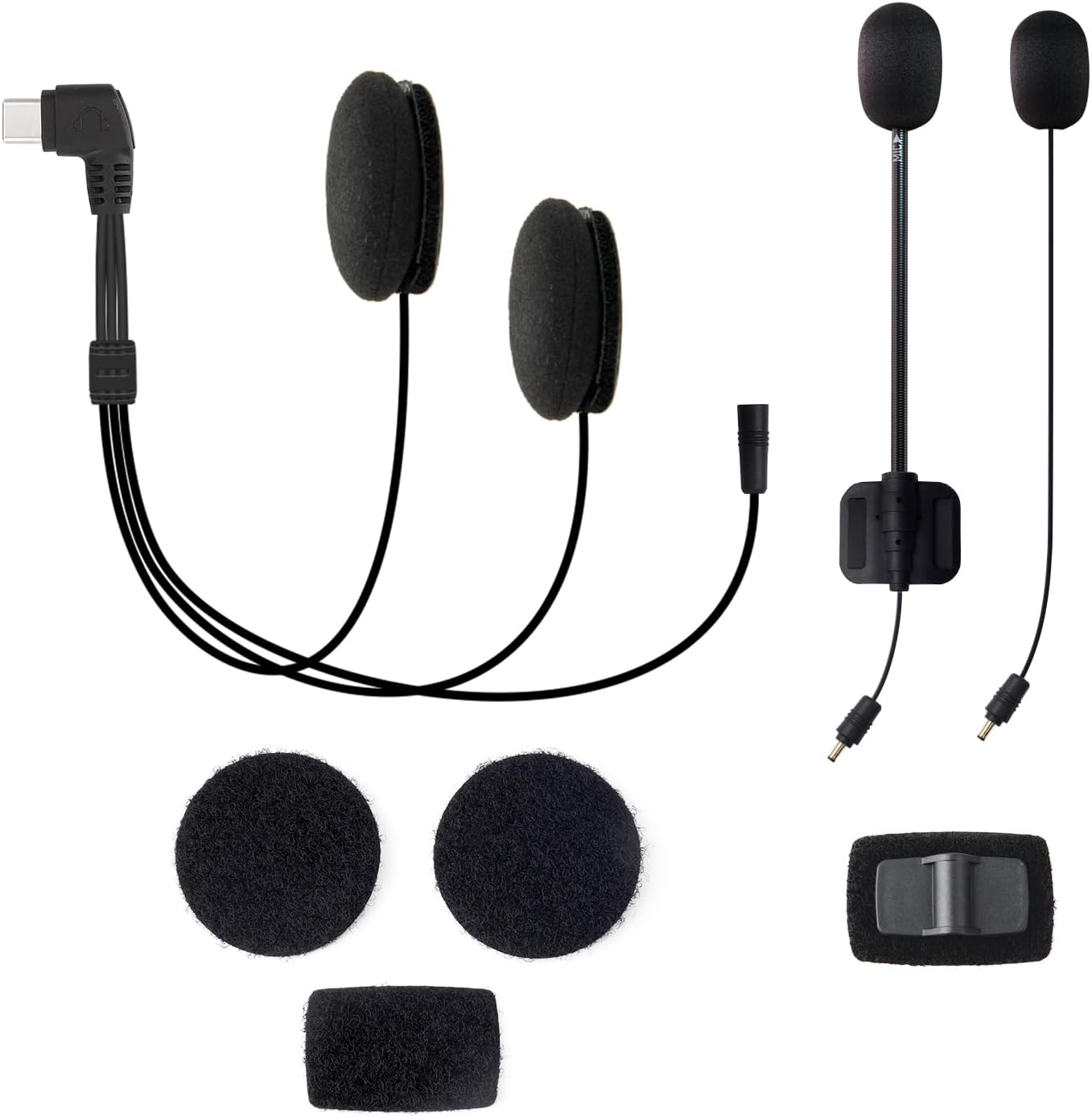 LEXIN Motorcycle Headset Audio Set, 40mm HD Stereo Loud Speakers with Button & Boom Microphone, Type-C Connector, Compatible with G2P, G1, G2