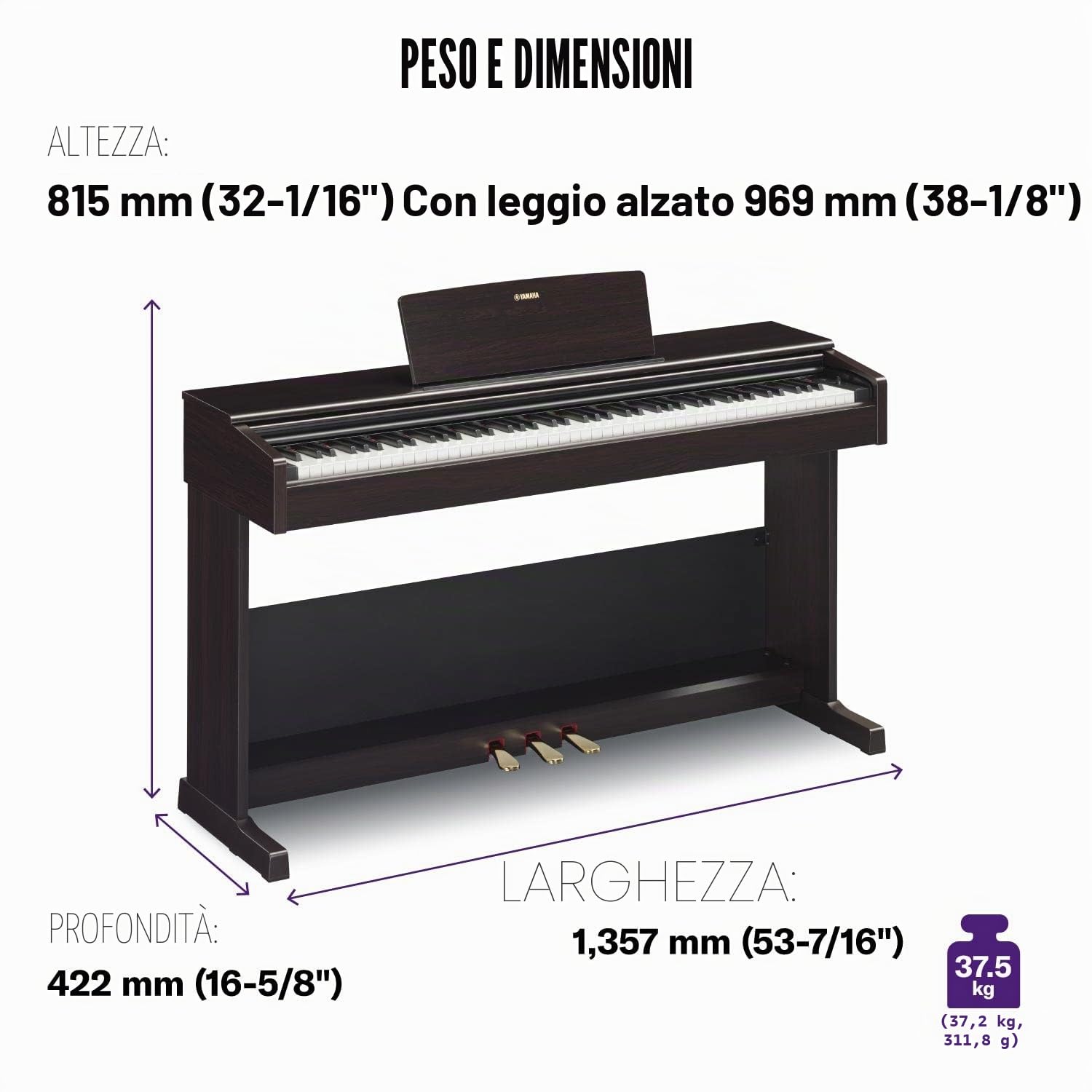 Yamaha ARIUS YDP-105 Digital Piano - Pianoforte Digitale da Casa per Principianti e Hobbisti, Design Classico ed Elegante, Suonabilità Autentica di un Pianoforte Acustico, Nero