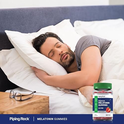 Miniatura 6 de Piping Rock Gomitas de melatonina de 2.5 mg | 60 unidades | Suplemento gomoso con sabor a fresa | Veganas, sin OMG y sin gluten