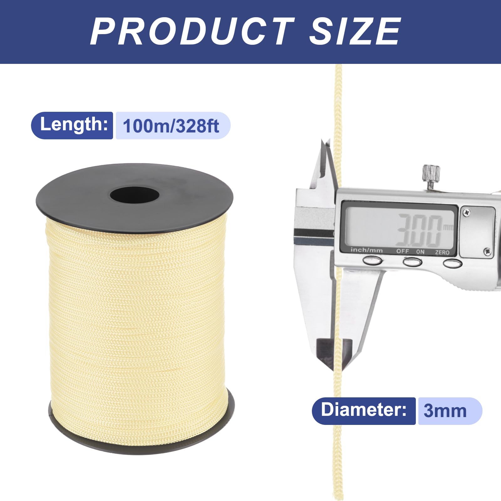 Corda In Polipropilene Gialla 100m - 3mm Spessore Per Stendibiancheria, Campeggio E Fai Da Te - Foto 5