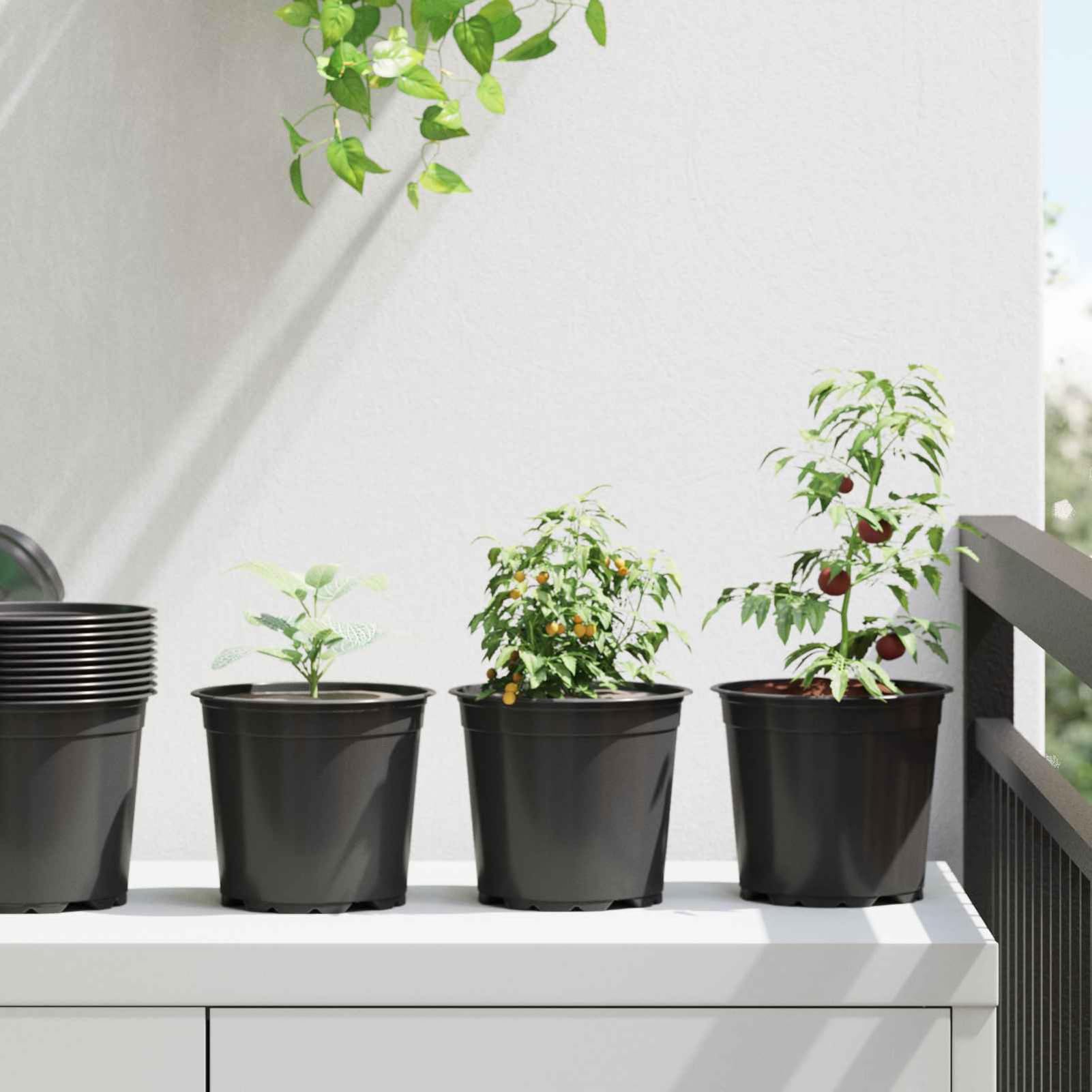 Schwarzer Kunststoff Blumentopf mit Entwässerungslöchern, 15x15x13 cm, ideal für Innen und Außen Model42029494