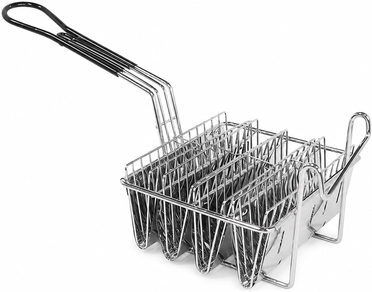 Cesta para Freidora de Tacos para 4 Conchas, Soporte para Taco de Acero Inoxidable con Asas, para Cocina