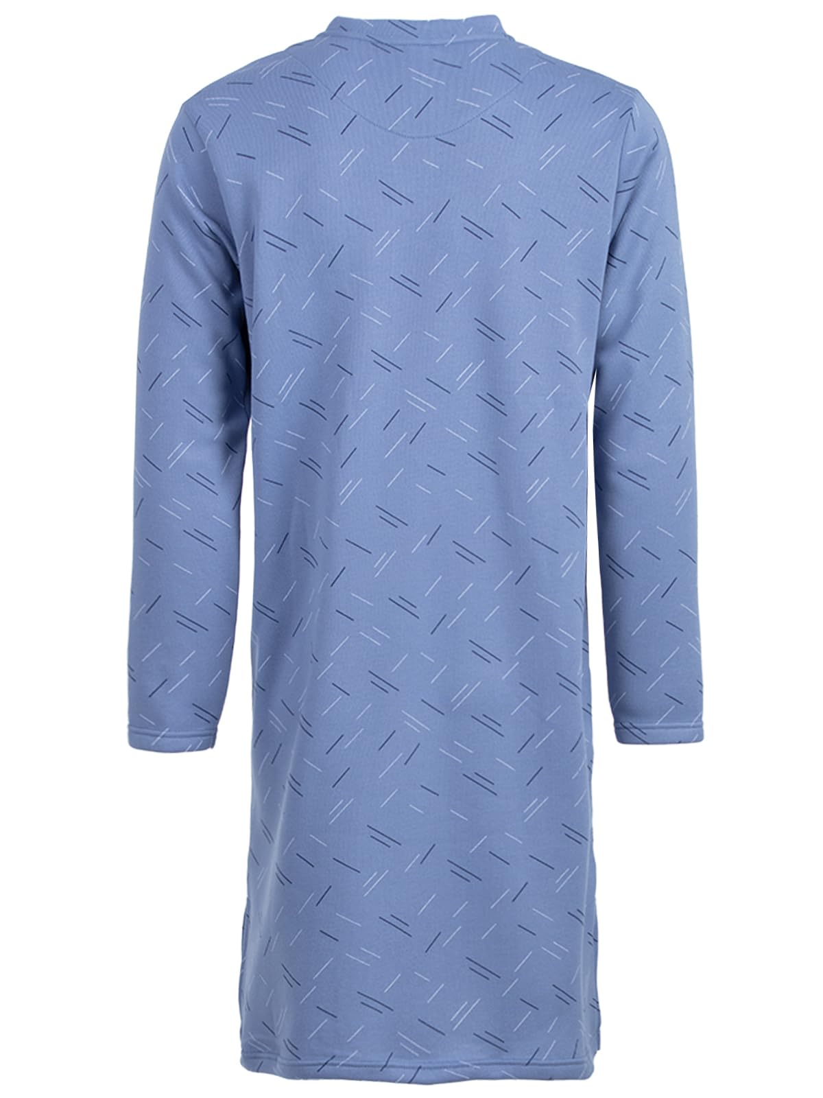 Chemise de nuit thermique à manches longues pour homme - Design lignes - Poche poitrine - Boutonnière - Taille M à 3XL