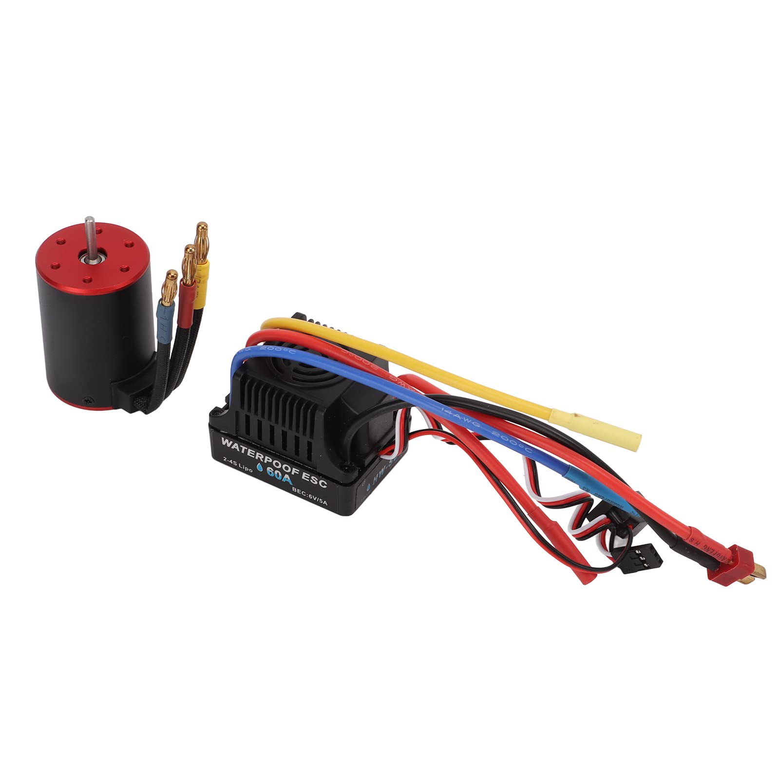 Motor sin escobillas impermeable 3650 3900KV, ESC de 60 A, regulador eléctrico, cable largo para coche RC 1/8 1/10