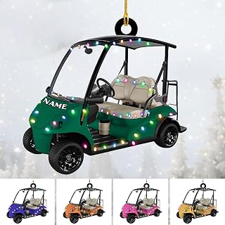 Personalized Golf Cart Christmas 2 Sides Ornament for Golf Players, Custom Golf Cart Color Ornament for Dad, 2025 Customize Name Christmas Hanging Tree