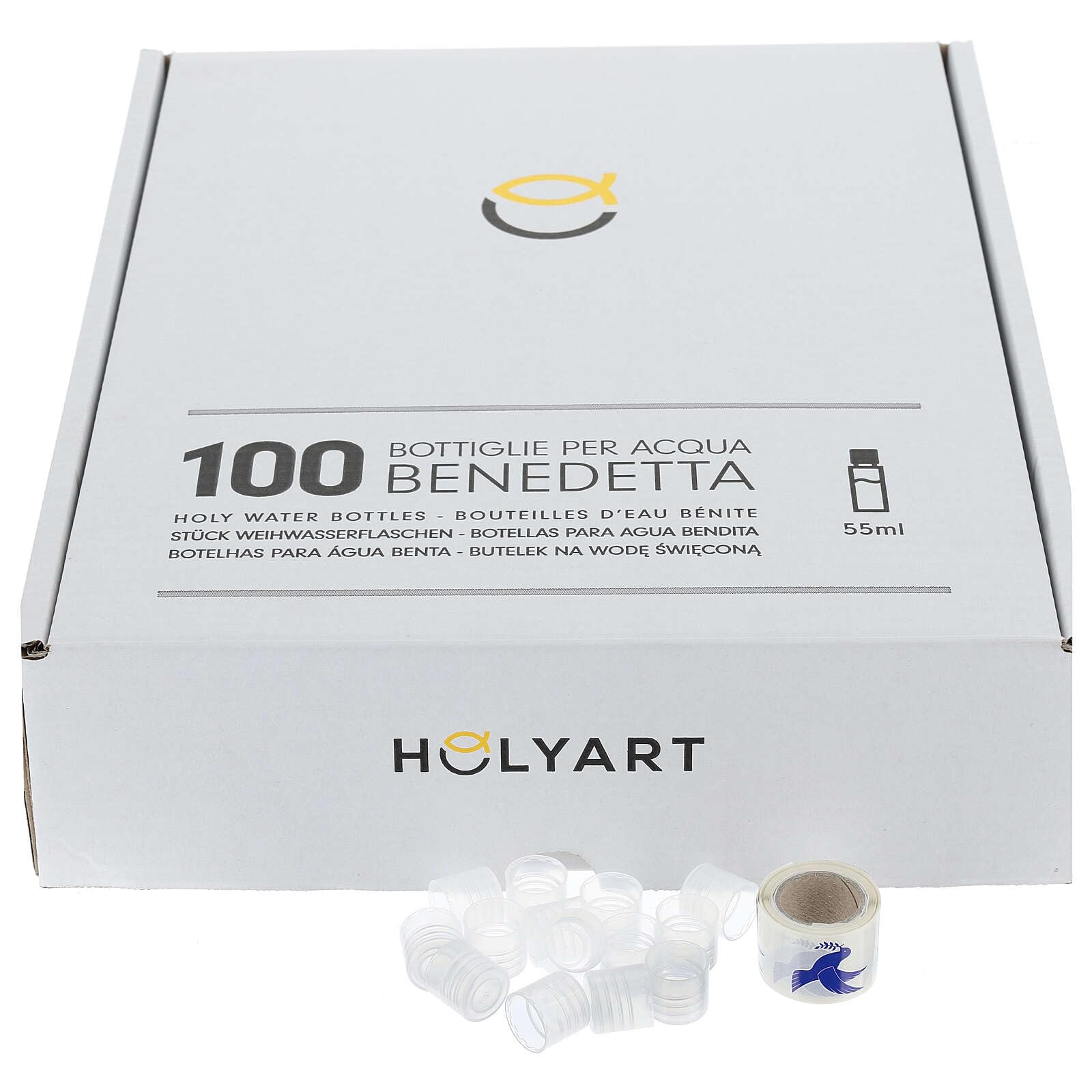 Holyart Accessori per Benedizione: Bottiglie Acqua Benedetta Colomba (Scatola 100 pz.)
