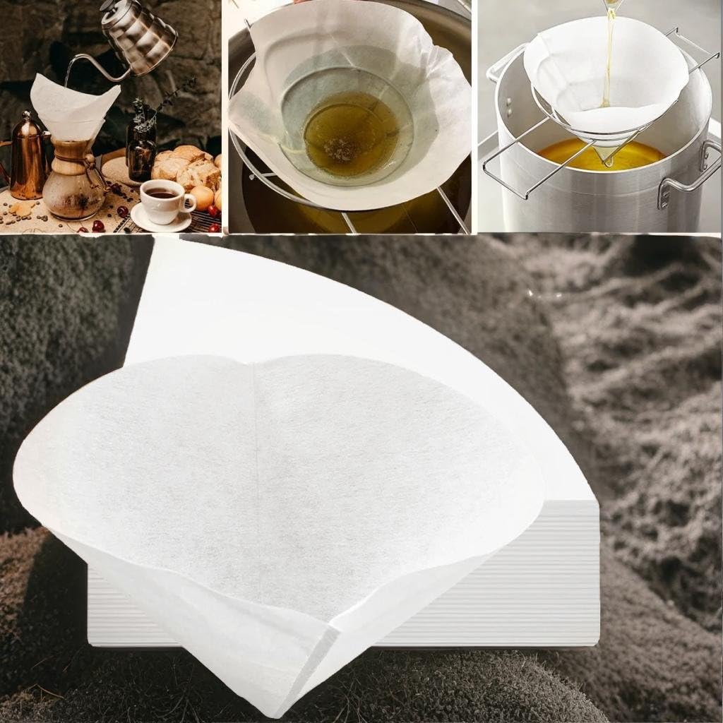 Ölfilter-Papierkegel für Fritteusen, 100 Stück, mit 25,4 cm verchromtem Stahl-Filterhalter, Ständer, Speiseölfilter, Vlies-Premium-Kegel