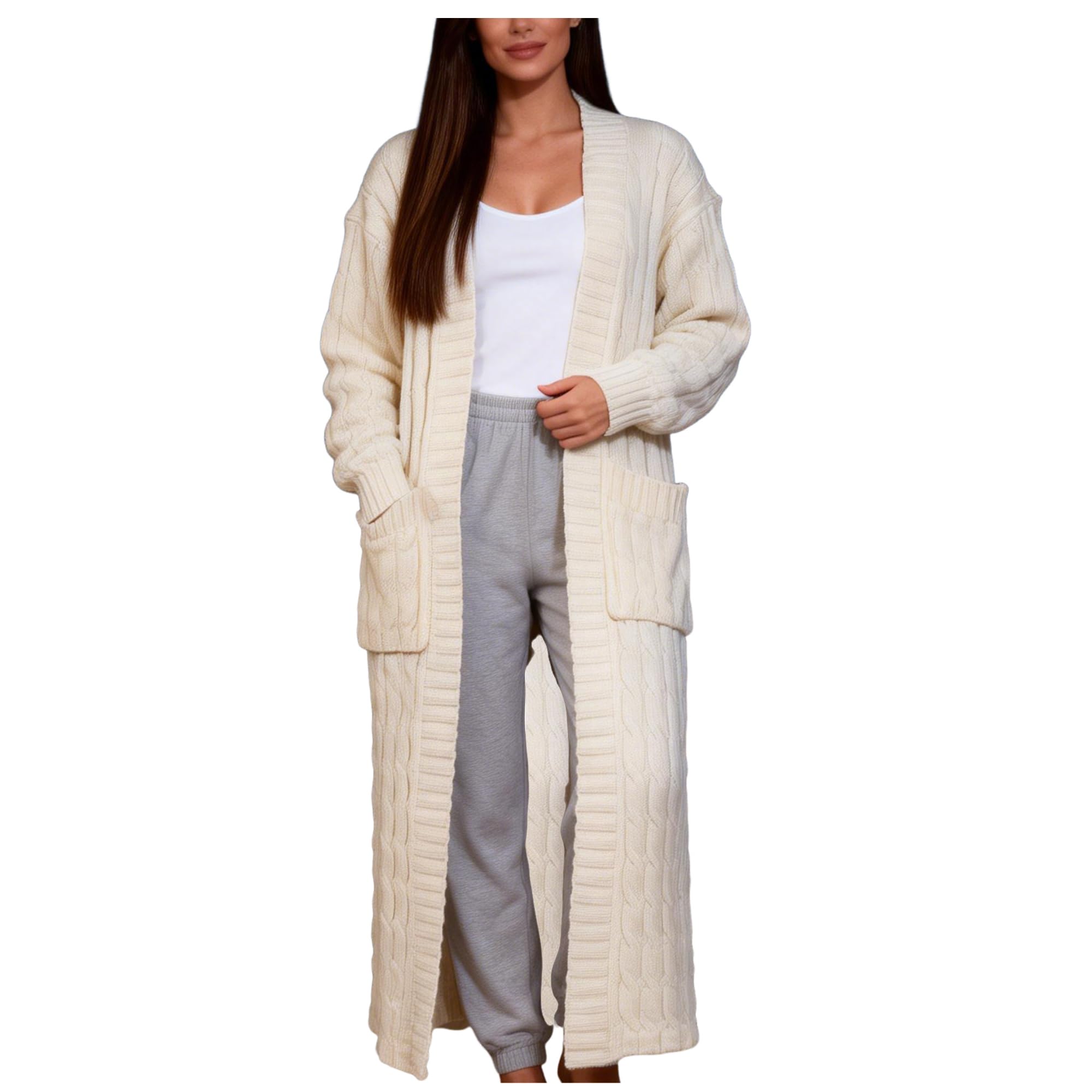 Women's Soft Oversized Lightweight Casual Loose Cardigan Sexy Long Sleeves Warm Draped Long Open Front Sweater with Pockets Elegant Casual Autumn Winter Women-image-4