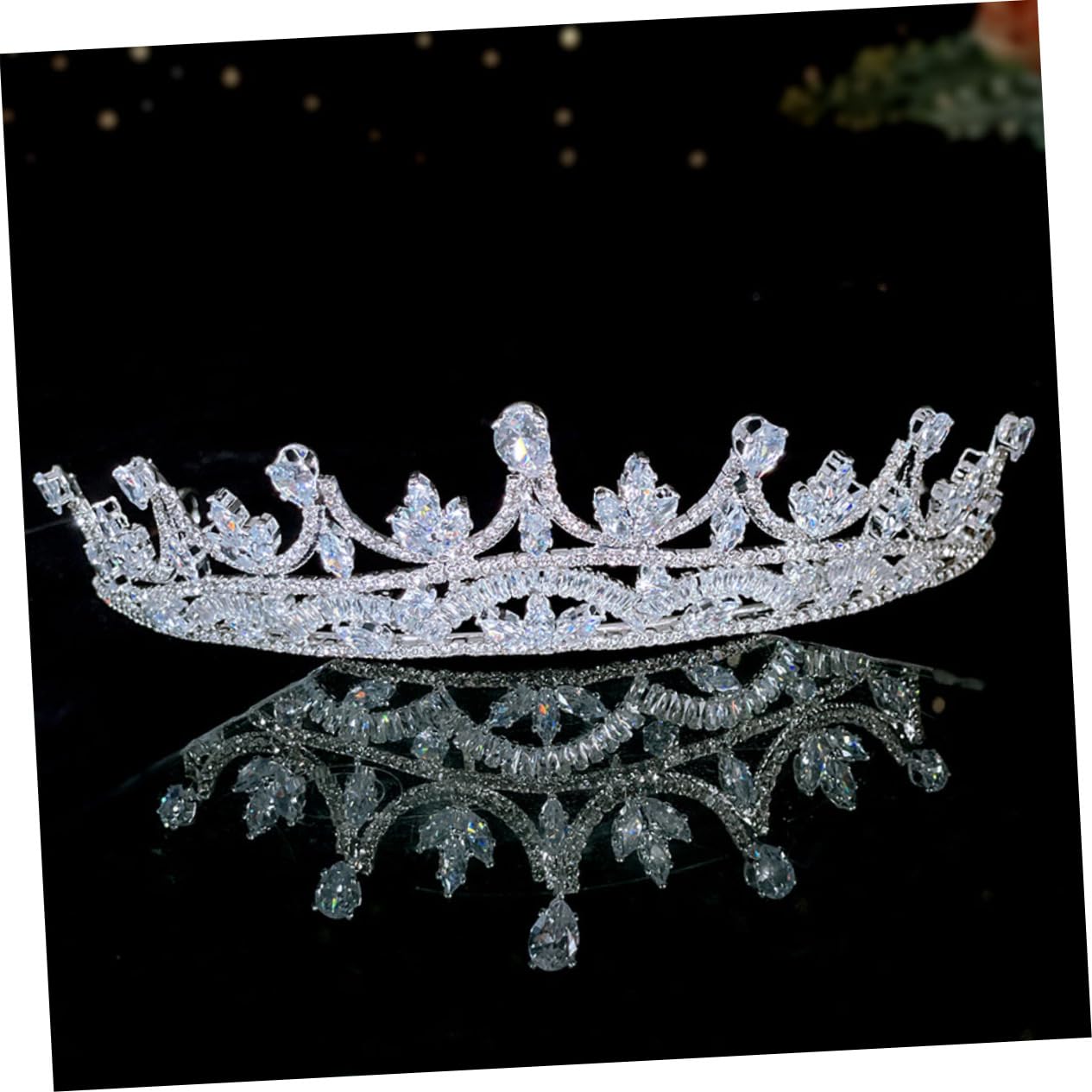 FOMIYES Tocado de Novia Circonitas, Plateada Elegante