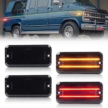 Front + Rear LED Side Marker Light Compatible with Chevy G10 G20 GMC G1500 G2500 Van 1985-1995, P30 P3500 P20 1985-1996, [DOT] Amber/Red LED Sidemarker Lamp, 4 PCS, Smoked Lens