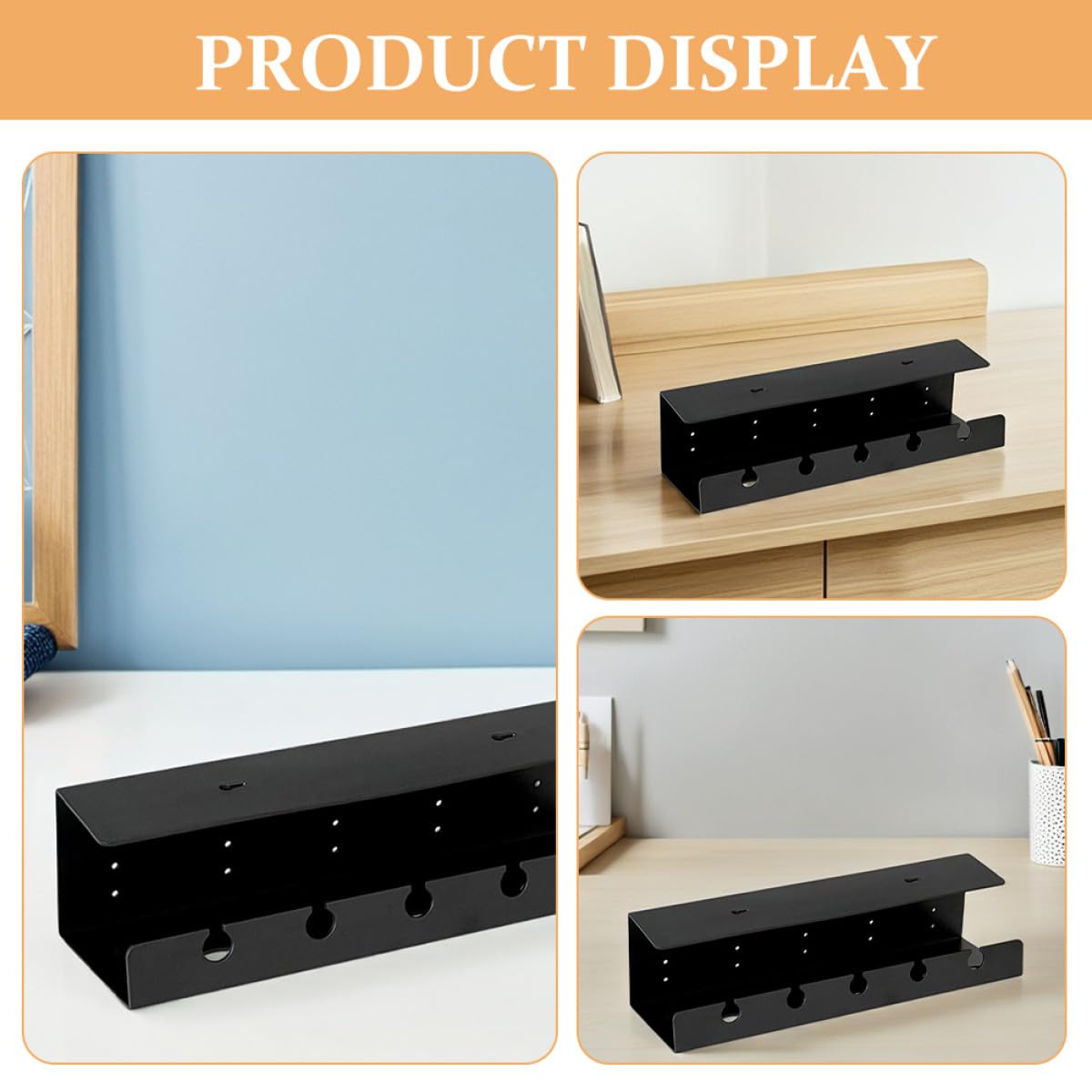 PRETYZOOM Organizador de Cables para Escritorio de 2 Piezas Estante Resistente Ps, Capacidad Grande y Múltiples Compartimentos para Gestión Debajo del Escritorio en Oficina o Estudio