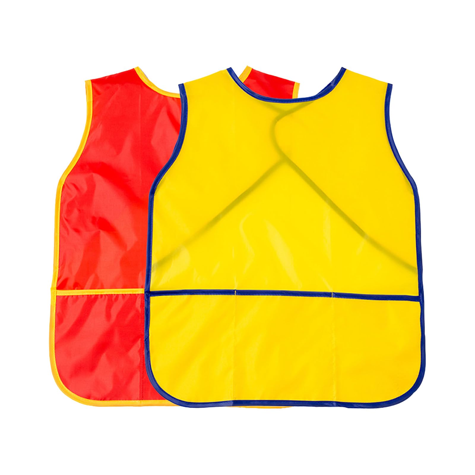 Vxcvzv 2PCS Kids Painting Apron Sleeveless Smock Waterproof Stain Resistant Art Craft Cooking Toddler Vest for Age 2-10 Years Yellow Red (2, Yellow and Red, S: 2-4 years)